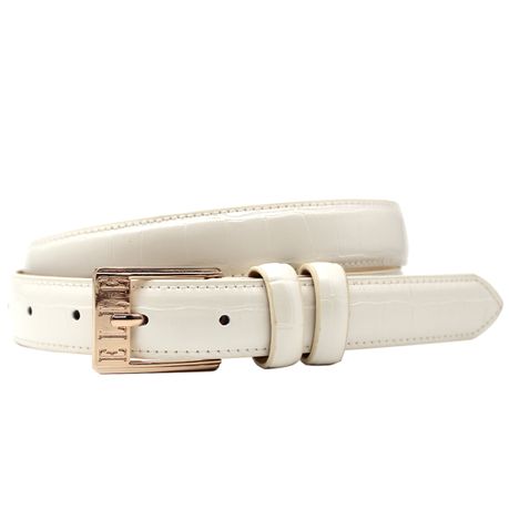 Elle ELLE round buckle belt in cream レディース-