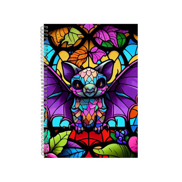 Colorful Bat Stained Glass Notebook Animal Gift Idea A4 Notepad Pad 89