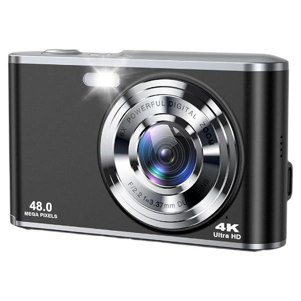 Dual Lens Digital Camera With Autofocus &amp; Manual Focus Options - Black