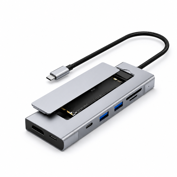 BezosMax 8 in 1 USB C Docking Station with M.2 SSD Enclosure &amp; Reset Button