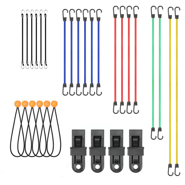 Horusdy 30 Piece Premium Bungee Cords Assortment Jar