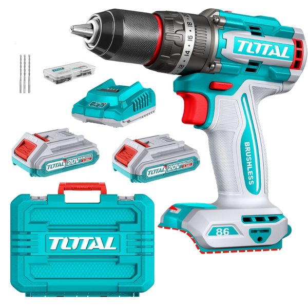 Total Tools Cordless Impact Drill 86Nm with 2 x 2Ah Batteries &amp; Charger