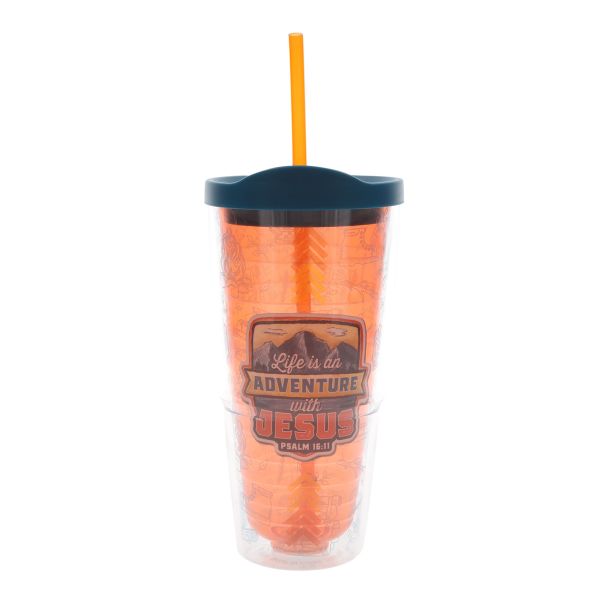 Travel Tumbler with Lid and Straw - Life Is an Adventure with Jesus