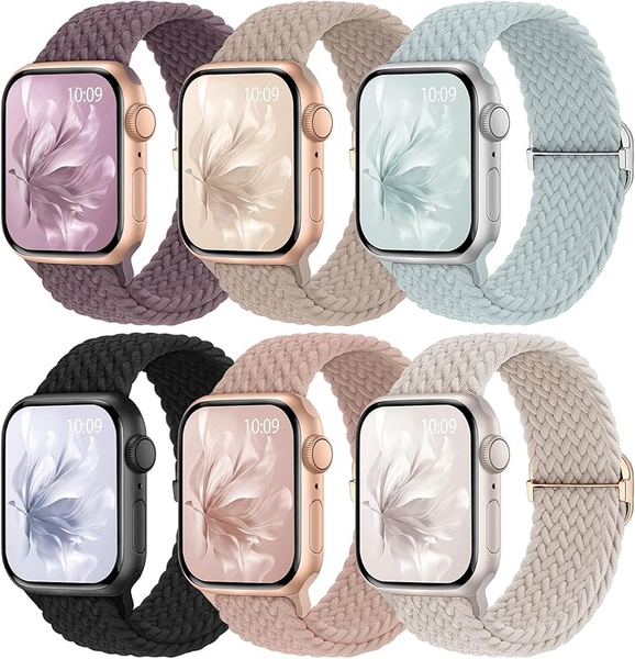6 Pack Braided Stretchy Band Compatible with Apple Watch Band 38/40/41/42mm