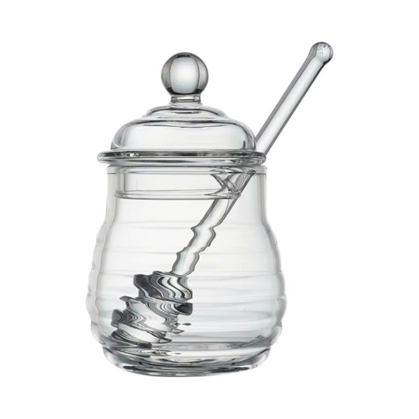 Borosilicate Glass Honey Jar With Stirring Stick 400ml - Transparent