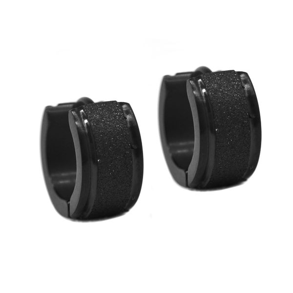 Xcalibur Black Steel Broad Hoop Earrings