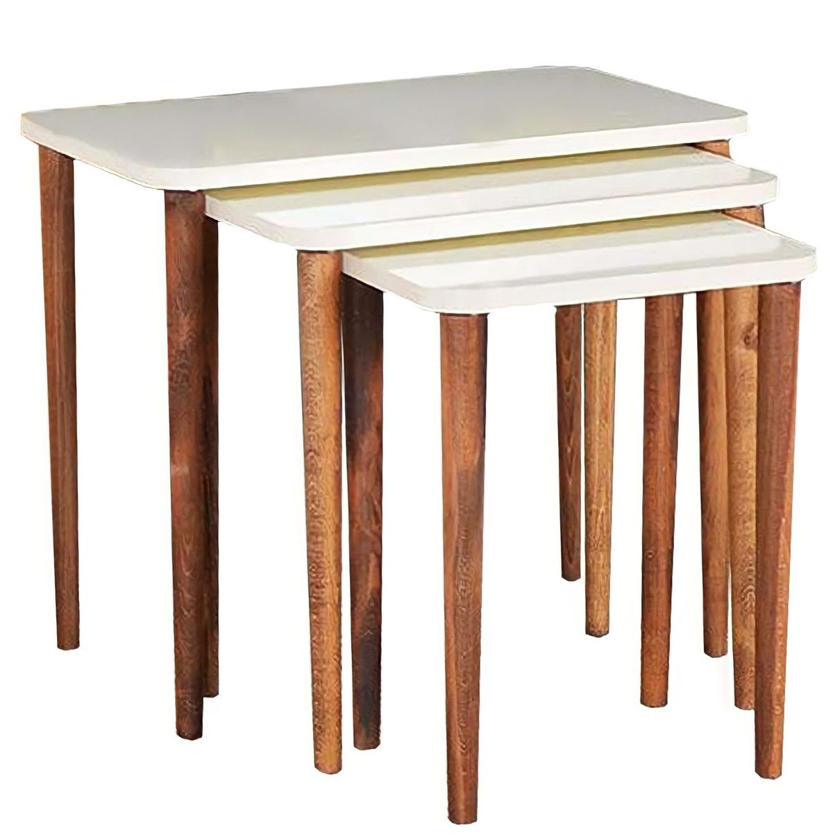Luxurious Modern 3 Piece Square Nesting Side/End Table Set with Wooden Legs Buy Online in