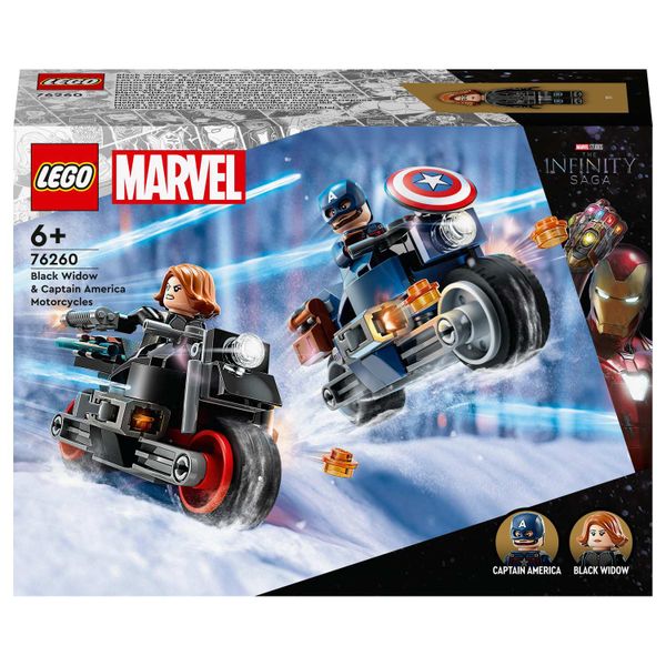 LEGO® Marvel Black Widow &amp; Captain America Motorcycles 76260 Building Toy Set (130 Pieces)