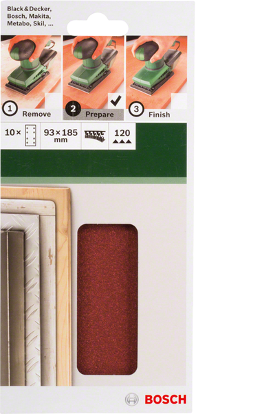 For Orbital Sanders 93 X 185 Mm 120 10 Piece 8 Hole Hook and Loop