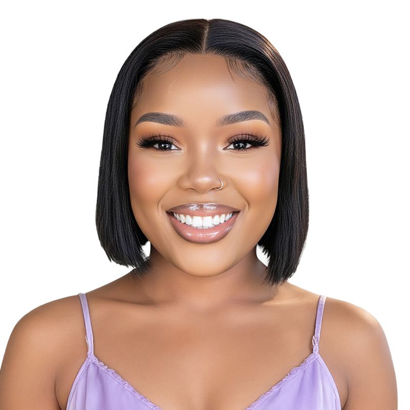 Geebuy 14A-8Inch Brazilian Human Hair 13X4 Wear & Go Full Frontal Wig