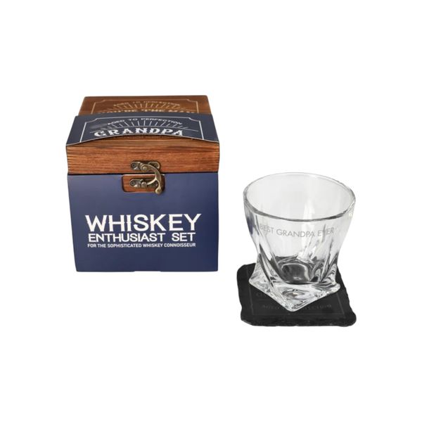 Whisky Glass with Slate Coaster