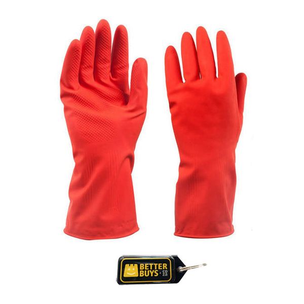 Rubber Household Cleaning Gloves - Red - Large &amp; Gel Key Holder