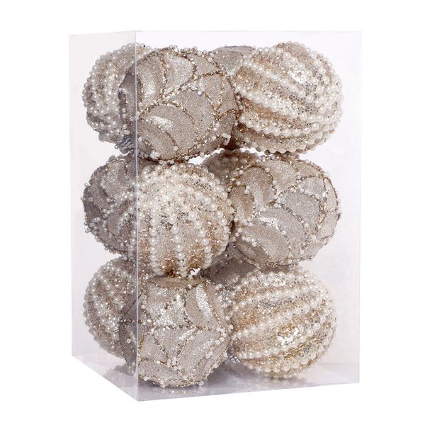 12pcs Large 8cm Handmade Bead &amp; Foam Christmas Ball Ornaments