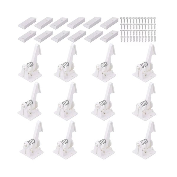 12 PCS Child Safety Cupboard Locks Baby Proof Safety Cabinet Locks - White