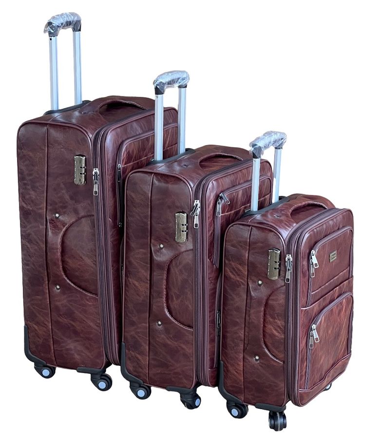 Le Emporer Luggage Set- Leather 3 Pieces Suitcases | Shop Today. Get it ...