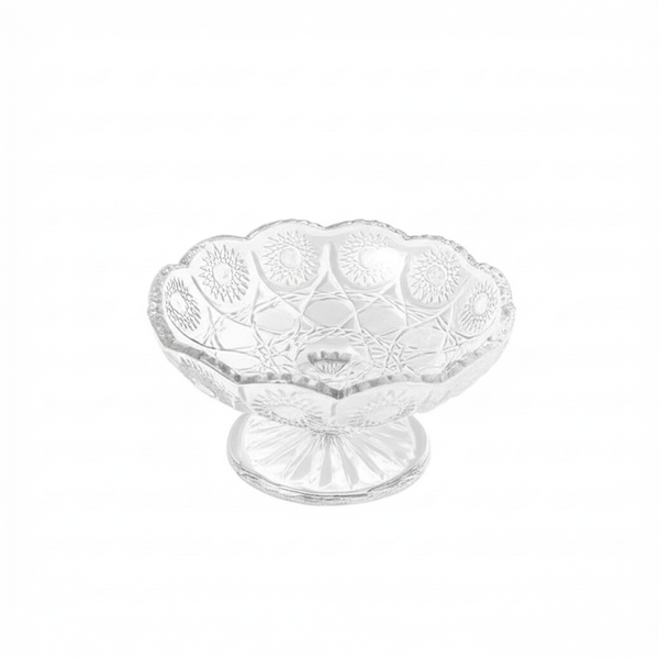 5 Pack - Vintage Crystal-Style Glass Footed Bowl - Transparent