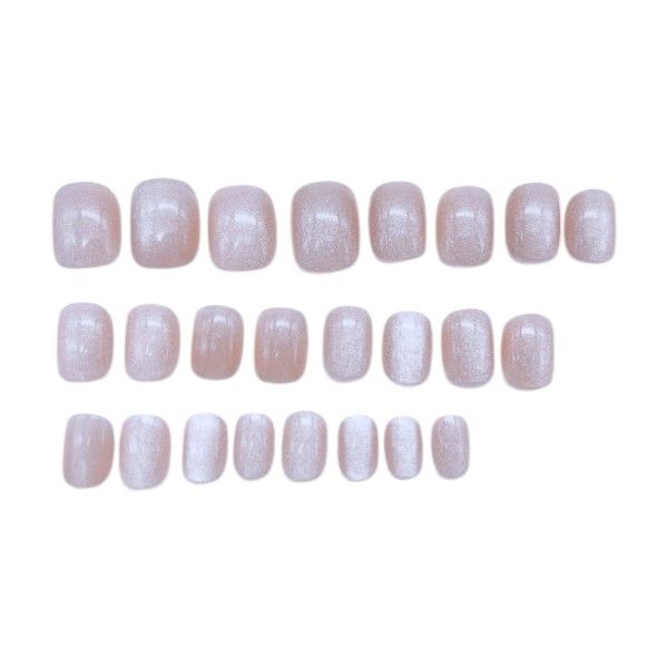 24 Piece - Shimmering Cat Eye Square Shape Press On Nails - Sliver