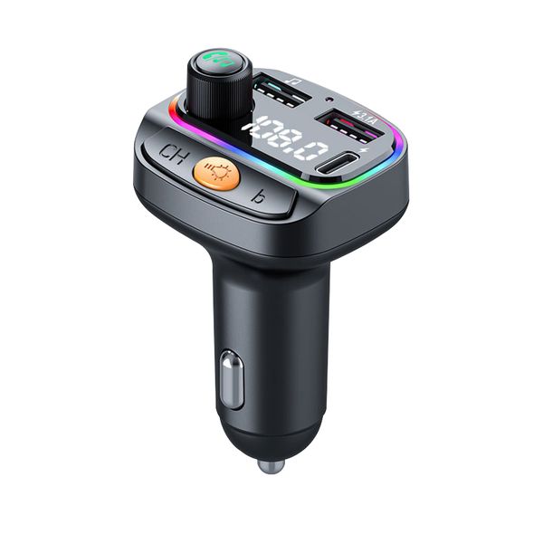 Bluetooth 5.3 Car MP3 Player, Hands-Free Call,USB/TF Play,RGB Light,Type-C