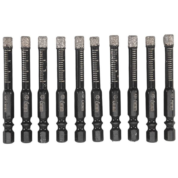 10Pieces Drill Bits,6mm Dry Core Bit Set