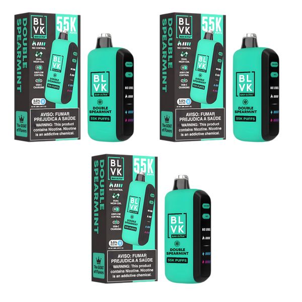 BLVK Ultra 55k Disposable Vape - Double Spearmint (Pack of 3)