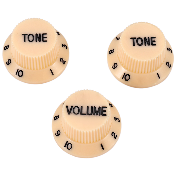 New Cream Dark Blue Font 1 Volume&amp; 2 Tone Guitar Control Knobs For Fender S