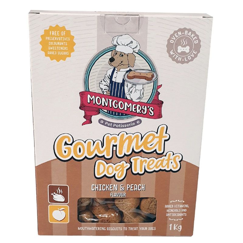 Montgomery's Gourmet Chicken & Peach Dog Treat 1kg Shop Today. Get it