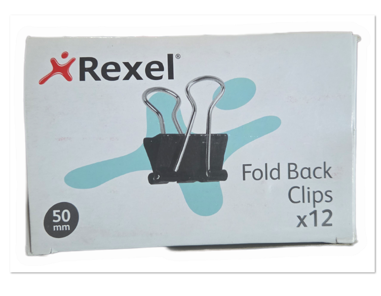 Fold Back Binder Clips 50mm x12