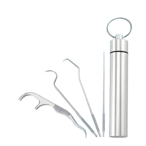 Stainless Steel Reusable Toothpick Floss Set 7pc