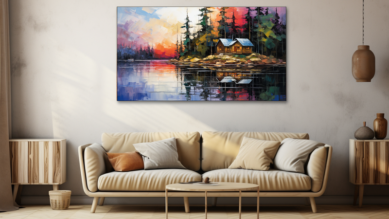 Canvas Wall Art - Lakeside Retreat Abstract - HD0019