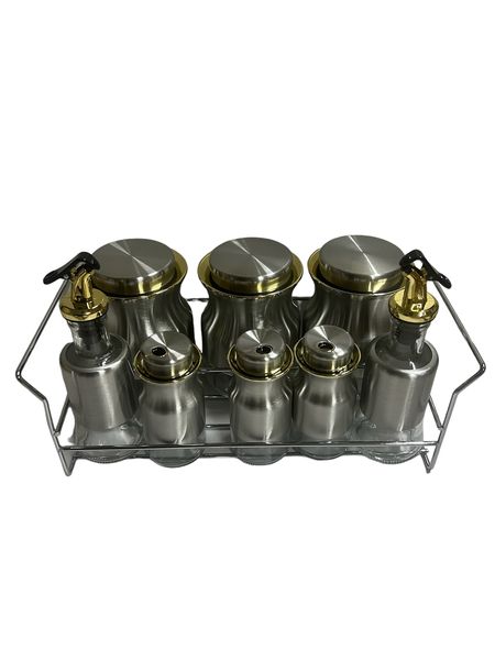 8 Piece Glass Canister Food Storage Oil Bottle &amp; Spice Canister