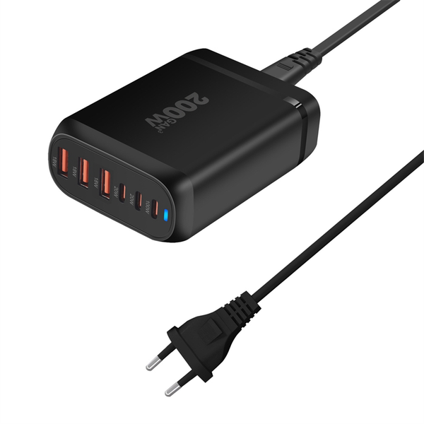 200W Gan Desktop Charger Usb Type C Pd Charger Fast Charge Eu Plug