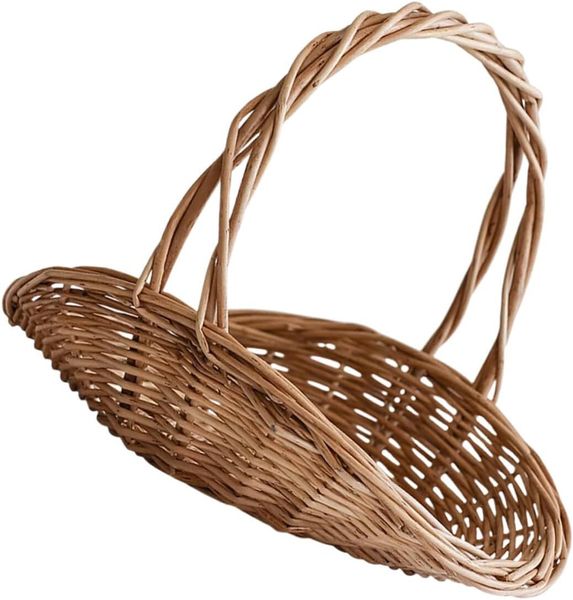 Handwoven Rattan Picnic Basket with Handle