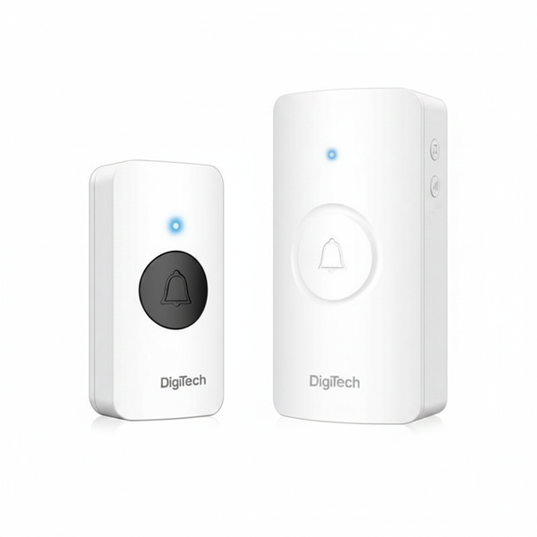 Digitech Wireless Doorbell - 100 Metre Range, Battery Operated, White
