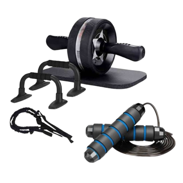 Killer Deals 6-in-1 Home Fitness Kit- Ab Roller Skipping Resistance Combo