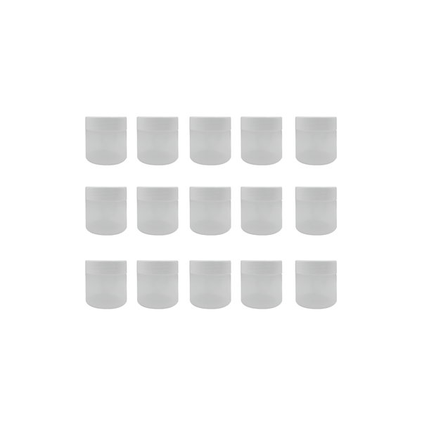 15 Pack 50g Clear Plastic Tubs with White Lids - Cosmetic &amp; Storage Jars