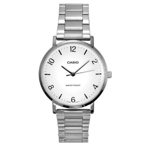 Casio Mens Silver Analogue Metal Strap Watch-MTP-VT03D-7BDF