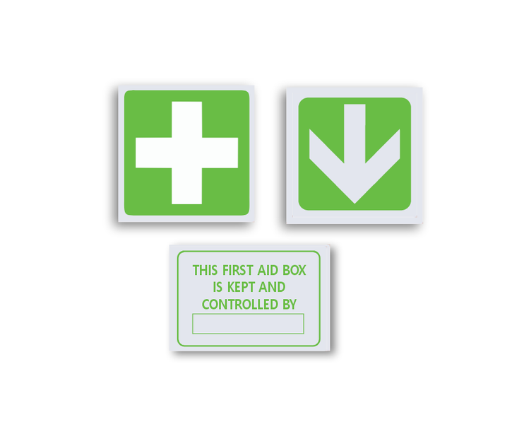 Essential First Aid Box Safety Sign Pack - Pack Of 3 ABS Signs