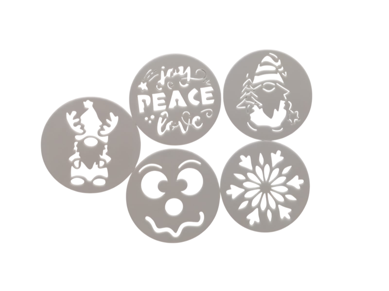 Chrismas Stencils Decorate - Cookies / Coffee / Desserts x 5
