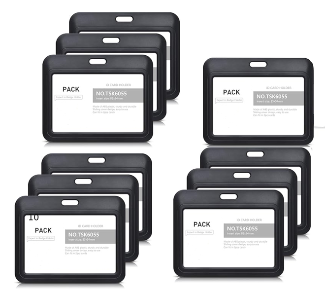 10pcs Black Piece Neck Lanyard Id Holder Name Badge Holder