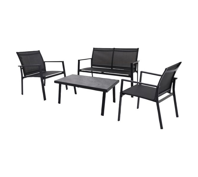 Bahama Patio Coffee Set - Steel and Woven Mesh - 4-Piece Set
