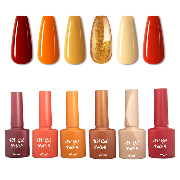 UV Gel Nail Polish - Set of 6 (Shades of Autumn Sunset)