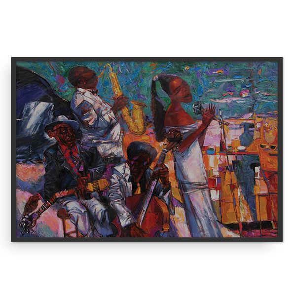 Cape Art Framed Canvas 1 Piece 40x60cm Vibrant Jazz Band