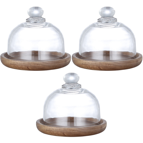 3X Multifunctional Mini Dessert Cake Dish With Dome Lid For Home