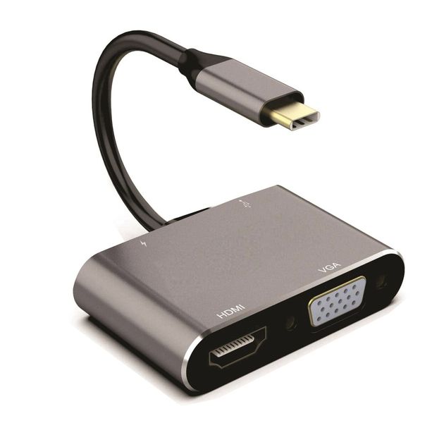 Type-c To 4 In 1 Hub PD HDMI + VGA + USB Adapter 4k Ultra HD