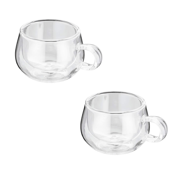 2-Piece Handmade Double Wall Glass Mugs - 300ml