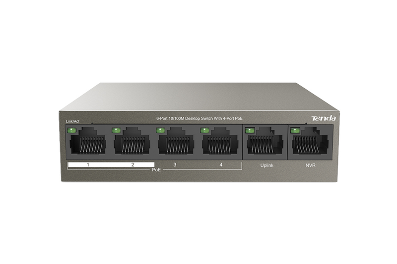 Tenda TEF1106P-4-63W 6-Port PoE Desktop Switch - 63W Power Budget4o