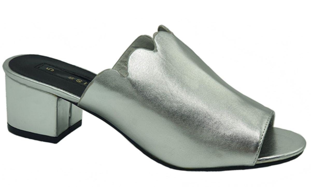 Women's Push-In Mules with Scallop - Silver | Shop Today. Get it ...