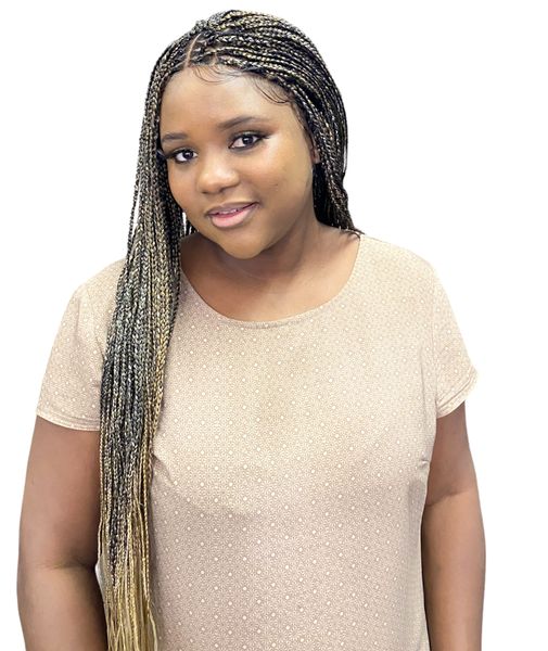 Full Frontal Knotless Box Braided Wig dark