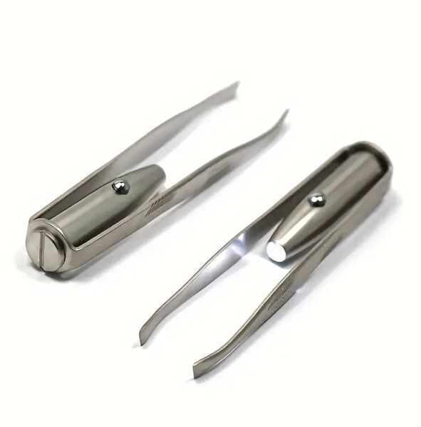 Tweezer (Stainless Steel) With Bright LED Light