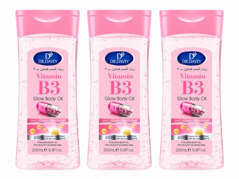 Pack of 3 - Dr Davey Vitamin B3 Brightening Glow Body Oil 200ml